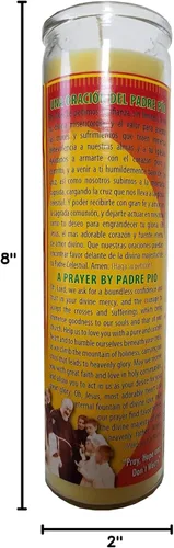 Vista 3 de Staci19 Santo Padre Pio (Santo Padre Pío) Vela Devocional Pilar Amarillo