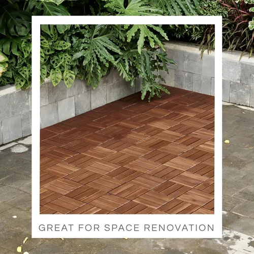 Vista 9 de Azulejos de terraza premium, 10 piezas para patio, color marrón
