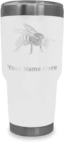 Vista 17 de LaserGram Vaso aislado al vacío de 20 onzas, abeja miel, grabado personalizado incluido (negro)