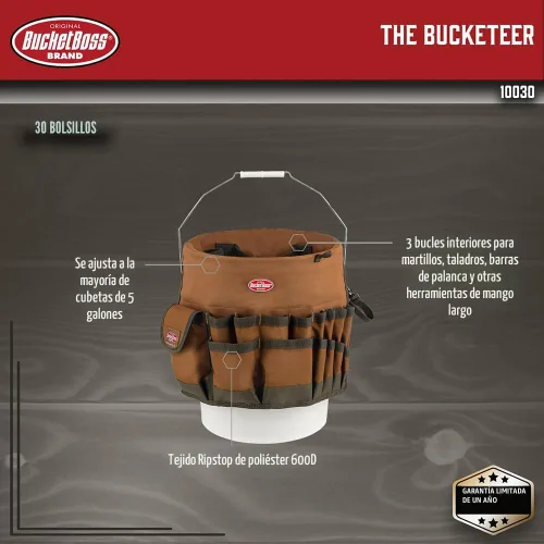 Vista 2 de Bucket Boss The Bucketeer 10030 - Organizador de herramientas de cubo en color marrón