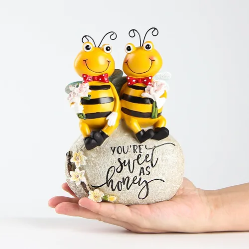 Vista 3 de Smadeer Estatua de abeja para decoración de jardín, figura de abeja de miel para patio al aire libre, césped, porche, patio, exterior, estante