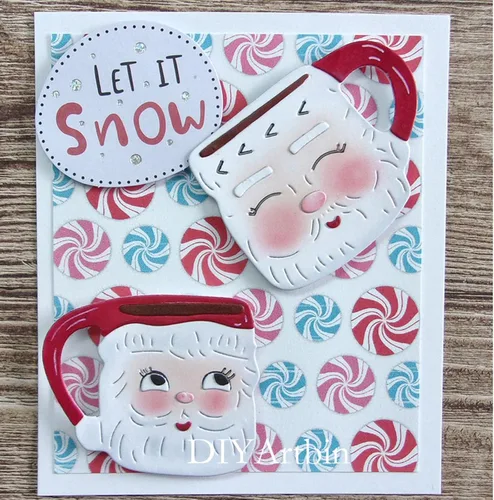 Vista 3 de Suds&WH Troqueles de metal de Papá Noel, plantillas de corte de taza de Snata de Navidad, plantillas cortadas para álbumes de recortes, álbum