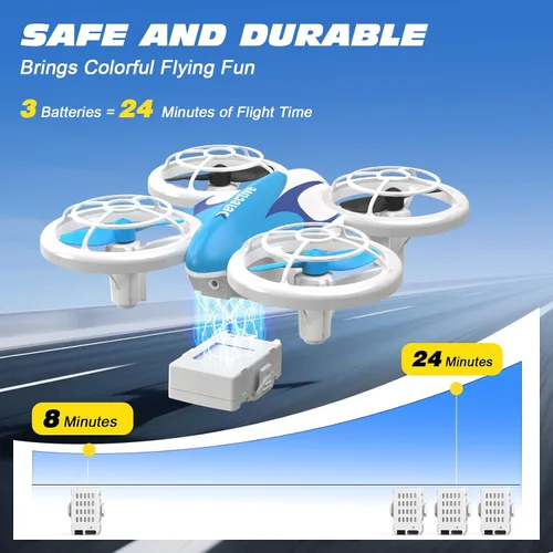 Vista 3 de BlueFire Mini Drone para niños, Drone RC con luces LED y giro de 360° Altitude Hold Drone with One-Key Takeoff/Landing, 2 Speed Modes & Propeller