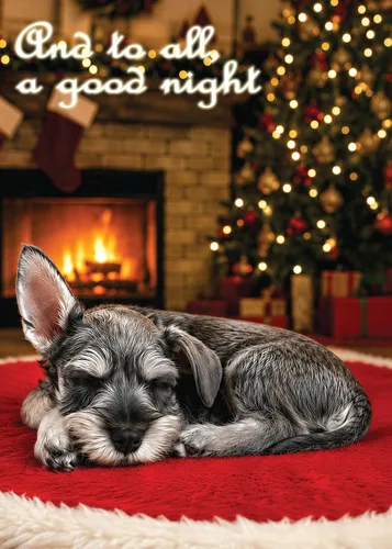 Vista 19 de Glory To Dog And To All A Good Night Sleepy Beagle Puppy - Juego de 12 tarjetas y sobres de Navidad
