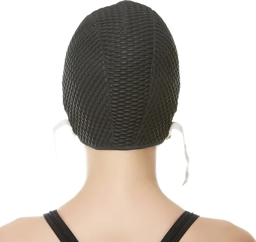 Vista 3 de BEEMO Gorro de natación para mujer, correa de barbilla, crepé, látex, largo, corto, gorras de natación