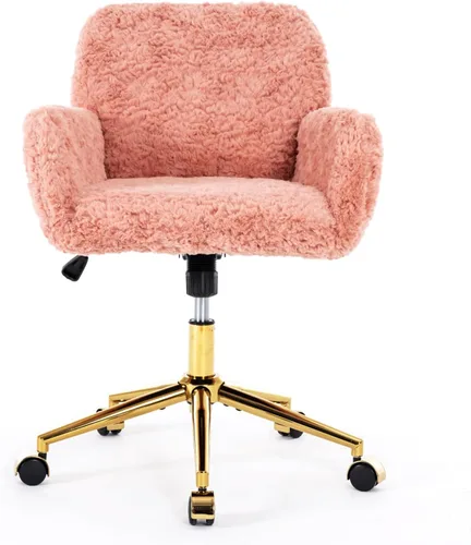 Vista 12 de Silla de escritorio de terciopelo gris con ruedas y base dorada, silla de oficina moderna giratoria cómoda, silla de tocador, silla de tarea, silla