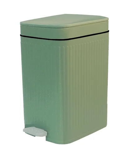 Vista 11 de Feisco Cubo de basura pequeño con tapa, cubo de basura pequeño para baño con pedal y tapa tipo prensa, cubo de basura delgado para cocina, baño, Gris