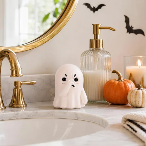 Vista 6 de Linda estatua de fantasma de nariz sostenible, decoración de estante de baño peculiar, divertida decoración de inodoro, regalo creativo único