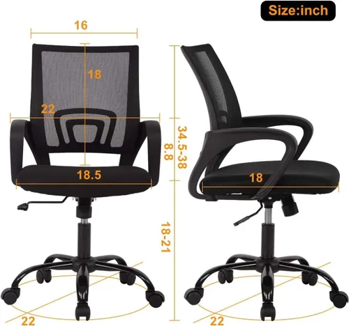 Vista 3 de Silla de oficina, silla de oficina ergonómica, ajustable, silla giratoria de escritorio de oficina con reposabrazos, con para hogares y oficinas