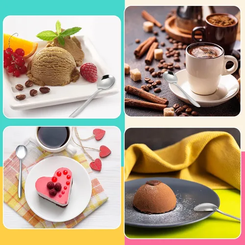 Vista 3 de Gerrii 100 cucharas de café Demitasse de 5.5 pulgadas, mini cucharas de café de acero inoxidable plateadas para aperitivo, postre, caviar, azúcar