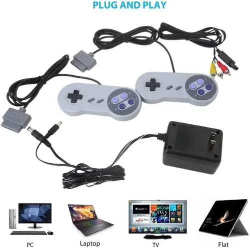 Vista 5 de Gxcdizx Cable de alimentación para adaptador de CA AV + 2 controladores para Super Nintendo SNES