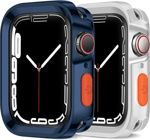Vista 18 de Amizee 2 Pack Estuche Resistente Compatible con Apple Watch Serie 9/8/7 41mm SE 3/2/1 Serie 6/5/4 40mm, Funda Protectora Amortiguadora de TPU Blanda