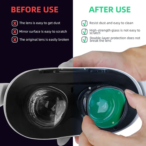 Vista 4 de RCGEEK Myopia Glasses Lenses for Oculus Quest 2 VR Lens Insert for Oculus Quest 2 Double Protection Easy to Install Vision Correction Lenses -20D