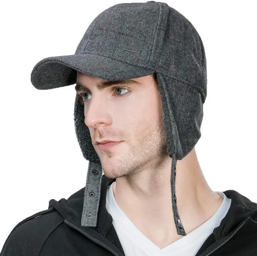 Vista 8 de Jeff & Aimy Gorra de béisbol unisex de invierno con orejeras trampero de caza, sombrero de esquí, 21.3-24.4 in