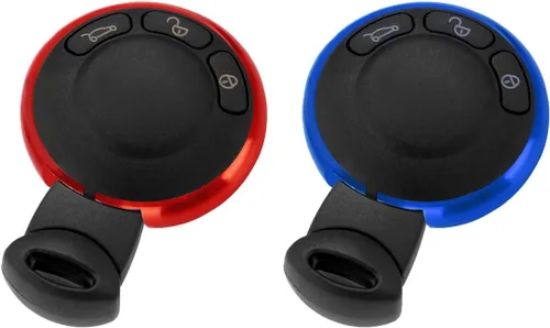 Vista 2 de auovo Funda para llavero Mini Cooper Smart Key Ring de repuesto para accesorios Mini Cooper (azul + rojo)