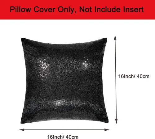 Vista 6 de Fundas de cojín cuadradas decorativas para el hogar, con lentejuelas sólidas y brillantes, para bodas, fiestas, 16 x 16 pulgadas (15.7 x 15.7 in)