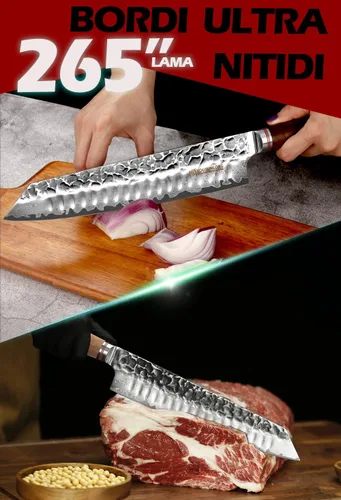 Vista 3 de YOUSUNLONG - Cuchillo de chef Kiritsuke de 10 pulgadas, rebanador japonés de damasco