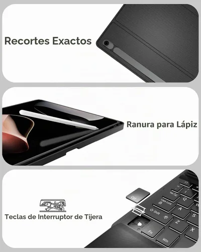 Vista 7 de Doohoeek Funda de teclado para Samsung Galaxy Tab S10 Lite de 10.9 pulgadas 2025 / S10 FE / S9 FE / S9, teclado Bluetooth con trackpad