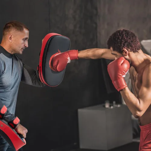 Vista 6 de Muay Thai Kick Pad, 24 pulgadas y 15 pulgadas, escudo de golpe de entrenamiento de kickboxing para artes marciales, solo almohadilla Rojo