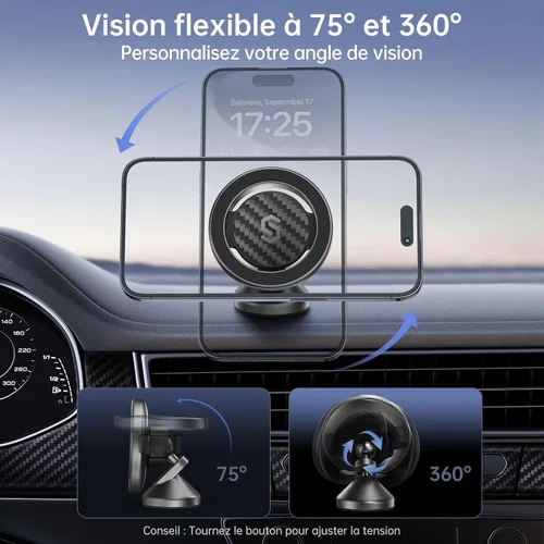 Vista 4 de SYNCWIRE Soporte para Auto MagSafe - Soporte Magnético para Teléfono con Rotación Flexible para Tablero, Imanes Fuertes, Compatible Universal