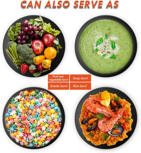 Vista 8 de ShineMe Ensaladeras, ensaladera grande con tapa y servidores, juego de ensaladas de bambú con 4 cuencos pequeños para servir, cuenco de cocina Negro