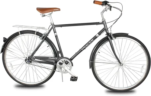 Vista 14 de Tracer Osaka - Bicicletas híbridas, marco de acero, Shimano Nexus Inter 3/7 velocidades, agarre marrón asiento marrón, bicicleta de carretera