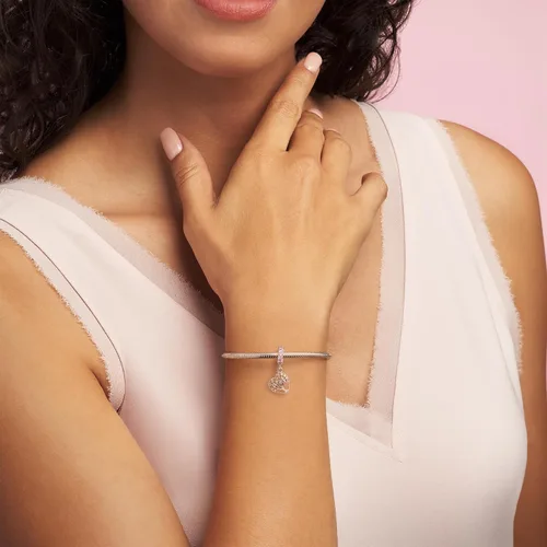 Vista 3 de Pandora Pulsera con dije de dados Impresionante joyería para mujer Regalo para mujeres en tu vida Hecho con plata de ley y circonita cúbica, sin