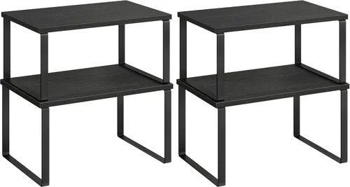 Vista 34 de SONGMICS Estante Organizador de Gabinete, Juego de 2 Estantes de Encimera de Cocina, Almacenamiento de Cocina, Estante de Especias, Apilable