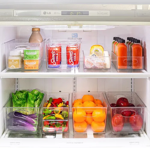 Vista 3 de Sorbus Juego de 8 organizadores transparentes para refrigerador, contenedores para refrigerador y despensa para organizar alimentos, 2 tamaños