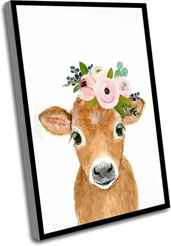 Vista 9 de Decoración de baño para niños, decoración de baño para niños, pajarita azul, cervatillo de ciervo, pintura de ciervos, impresiones de animales