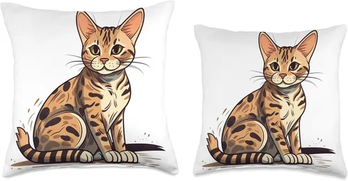Vista 3 de Bengal Brilliance Design playful pet Playful - Almohada divertida de gato Bengala, 16 x 16 pulgadas, multicolor