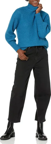 Vista 3 de The Drop INES - Suéter grueso acanalado con cuello alto falso para mujer