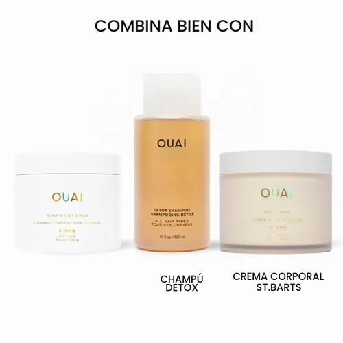 Vista 8 de OUAI St. Barts - Exfoliante corporal con mezcla de azúcar y aceite de coco para piel suave e hidratada, exfoliante suave para eliminar