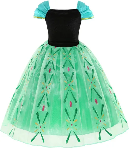 Vista 3 de Disfraz de princesa para niñas, disfraz verde con accesorios para cosplay, Navidad, fiesta de cumpleaños