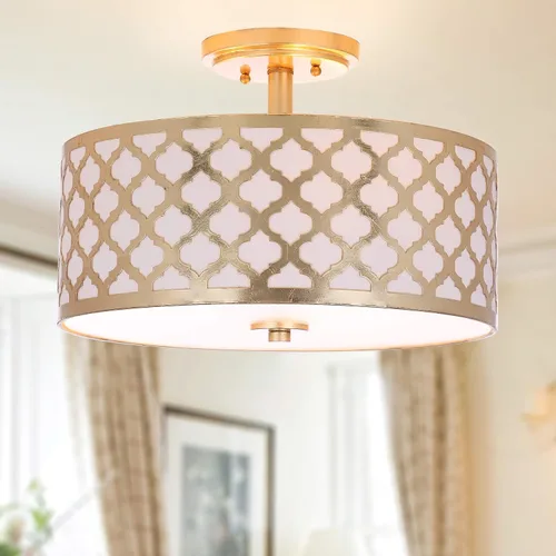 Vista 2 de SAFAVIEH Colección Kora Quatrefoil 3 - Lámpara empotrada de 15" Dorado