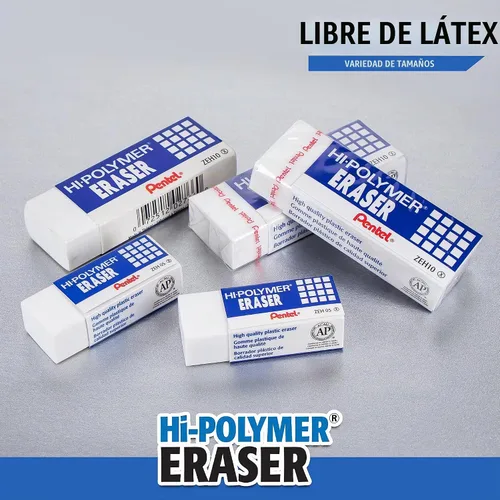 Vista 3 de Pentel Borrador de bloque de polímero, Super XL blanco, 1 paquete (ZEH99BP)