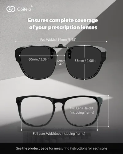 Vista 6 de Goiteia Oversized Polarized Clip on Sunglasses over Prescription Glasses for Women Men-Round Frame,UV400Protection