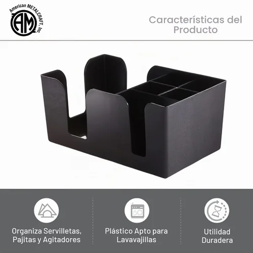 Vista 3 de American metalcraft BAR6 organizador plástico, color negro.