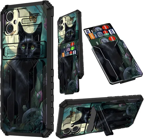 Vista 105 de Funda para Samsung A13 5G, Galaxy A13 5G con tarjetero desmontable atril resistente a prueba de golpes funda protectora para Samsung Galaxy A13 Gato