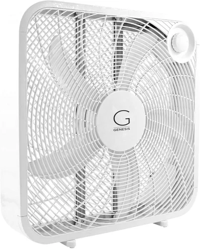 Vista 4 de Genesis Ventilador de caja de 20 pulgadas, 3 ajustes, tecnología de refrigeración máxima, asa de transporte, blanco (G20BOX-WHT)