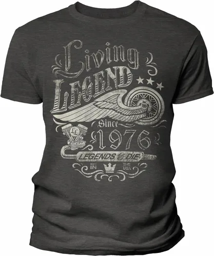 Vista 9 de Vintage 1976 Living Legend 50th Birthday T-Shirt for Men Negro-0001