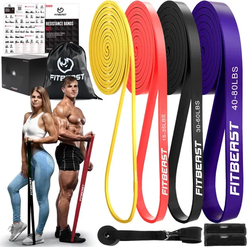 Vista 8 de FitBeast Resistance Bands Set, Pull Up Assist Bands for Strength Training, Pilates, Yoga, Powerlifting, Stretching, Mobility Exercises, Muscle