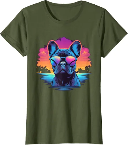 Vista 44 de Camiseta de perro Bulldog Francés para hombres y mujeres, Negro