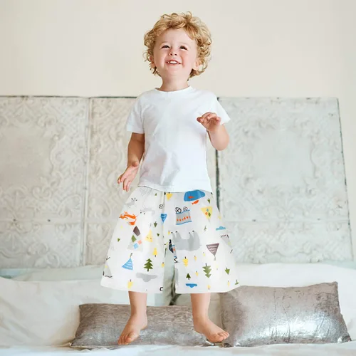 Vista 4 de 2 paquetes de pantalones de pañal impermeables para entrenamiento para ir al baño, pantalones de pañal de tela para bebé niño y niña para la noche