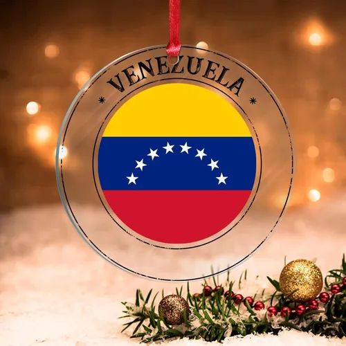 Vista 29 de Bandera de Andorra, adorno colgante de Navidad, bandera nacional, decoraciones de Navidad, adornos acrílicos, colgante para árbol de Navidad