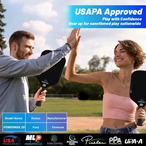 Vista 2 de Palas de pickleball aprobadas por USAPA de fibra de carbono/fibra de vidrio, juego de 2/1 con bolsa/cubierta, juego de paletas de pickleball