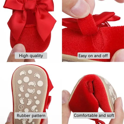 Vista 4 de HULYKA Mary Jane - Zapatos planos de goma antideslizantes para recién nacidos zapatos de vestir de princesa para niños pequeños