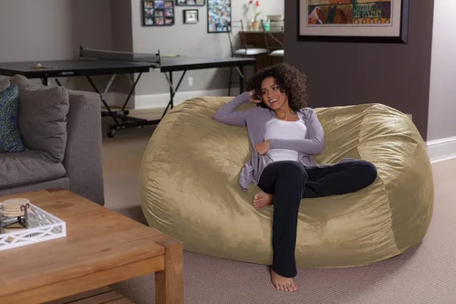Vista 2 de Puf grande de 6 pies Sofa Sack Bean Bags, Microfibra, Camel Camello