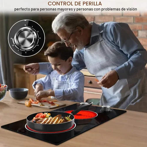 Vista 4 de Noxton 110v cocina eléctrica 2 quemadores, enchufe en estufa eléctrica 12 110 V / Control de perilla / Negro