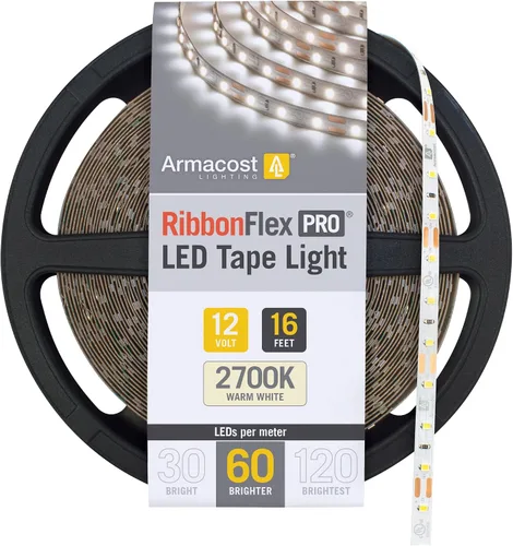 Vista 31 de Armacost Lighting RibbonFlex Pro 133210 - Tira de luces LED blancas de 12 V, 120 LED/m, 2700K, 8.2 pies